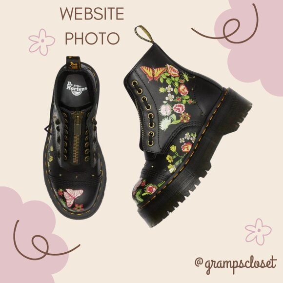 Dr. Martens Sinclair Floral Bloom Leather Platform Boots Size US L9 - Picture 8 of 8